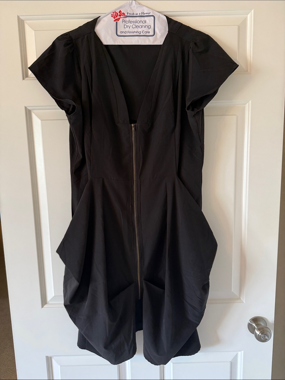 City Chic Black Zip-Front Midi Dress
